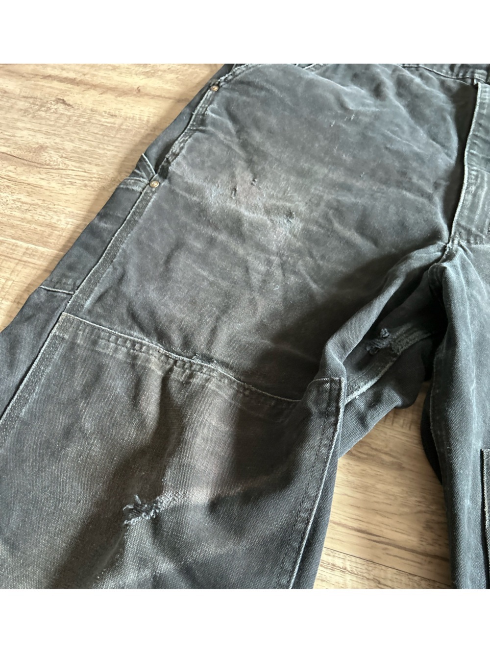 Carhartt black duck Canvas Work Overalls worn workwear - Picture 9 of 10